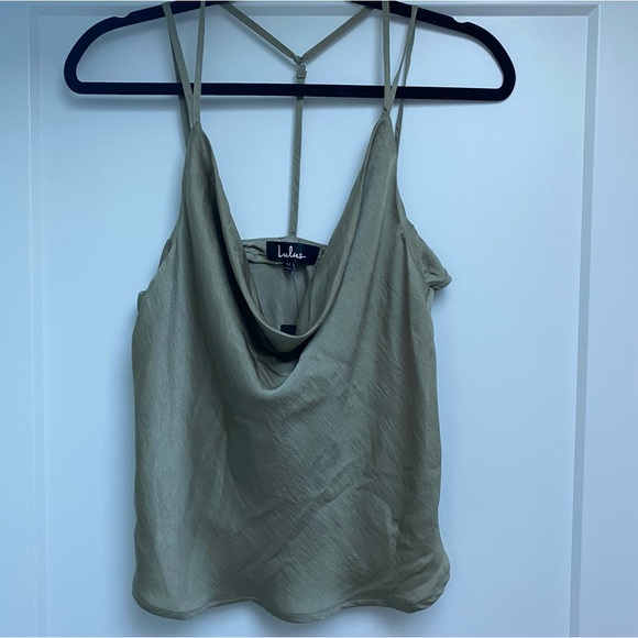 Lulus Olive Green Cowl Neck T-Back Top, Size M 🌷 - Picture 2 of 10